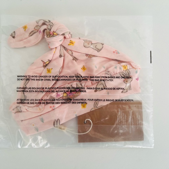 Angel Dear Ruffle Knotted Hat, Pink Bunnies, Size 0-3 Months NWT - Picture 3 of 3